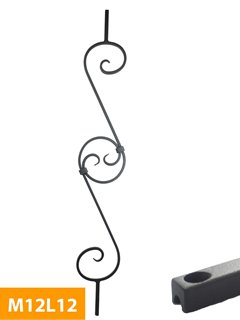 buy 12mm-square-Double-Scroll-Panel-Level-Mild-Steel-Baluster-M12L12