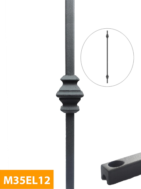 where 12mm Square Extra Long Double Knuckle Level Baluster - M35EL12
