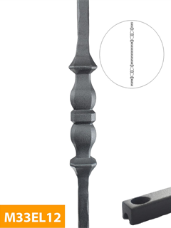 obtain 12mm-square-Extra-Long-Hammer-Forged-Double-Knuckle-Level-Mild-Steel-Baluster-M33EL13