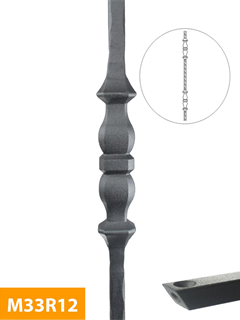 purchase 12mm-square-Hammer-Forged-Double-Knuckle-Rake-Mild-Steel-Baluster-M33R12