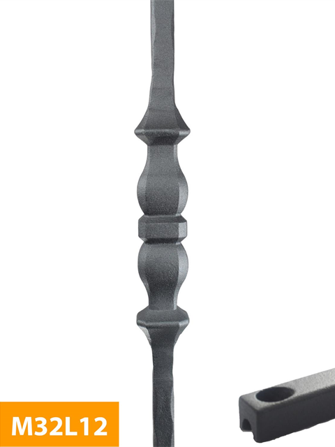 where 12mm Square Hammer Forged Single Knuckle Level Baluster - M32L12