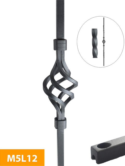 how 12mm Square Twist Cage Level Baluster - M5L12