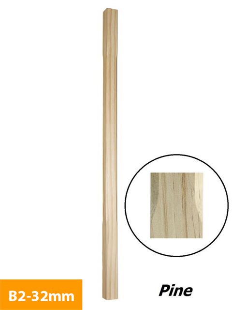 who 32mm Pine FJ (Paint Grade) Chamfered Timber Baluster B2-32