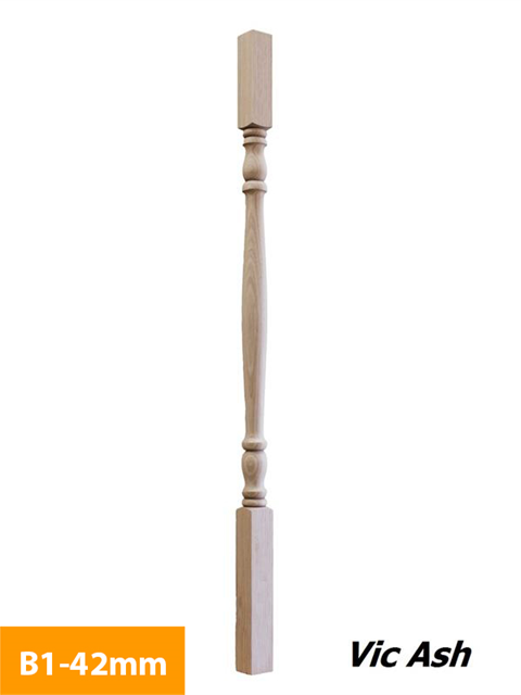 how 42mm Vic Ash Square Turned Timber Baluster B1-42