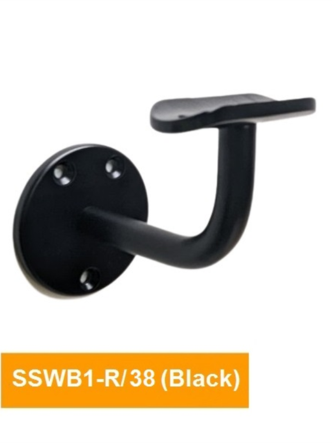 how 80mm Round Handrail Bracket with 38mm Curved Top - SSWB1-R/38 (Black)