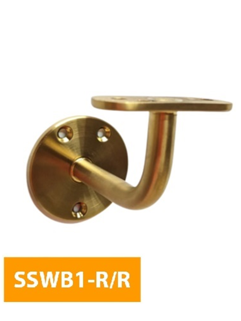 where 80mm Round Handrail Bracket with Flat Round Top - SSWB1-R/R - Brushed Brass