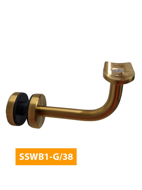 where 84mm Handrail Bracket for Glass with Curved 38mm Top - SSWB1-G/38 - Brushed Brass
