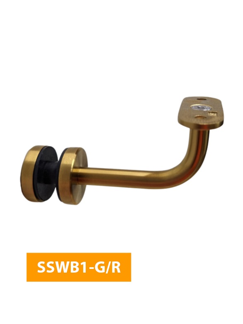 who 84mm Handrail Bracket for Glass with Flat Rounded Top - SSWB1-G/R - Brushed Brass