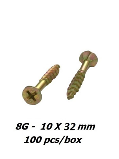 order 8g x 32mm Zinc Yellow Phillips Drive Screws - 100pcs