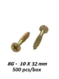 buy 8g x 32mm Zinc Yellow Phillips Drive Screws - 500pcs