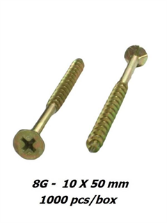 order 8g x 50mm Zinc Yellow Phillips Drive Screws - 1000pcs