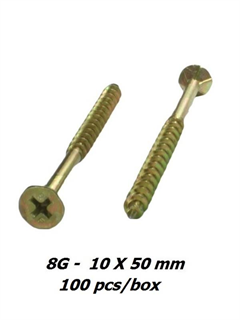 order 8g x 50mm Zinc Yellow Phillips Drive Screws - 100pcs