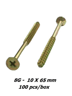 purchase 8g x 65mm Zinc Yellow Phillips Drive Screws - 100pcs