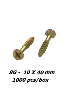 buy 8g x 40mm Zinc Yellow Phillips Drive Screws - 1000pcs