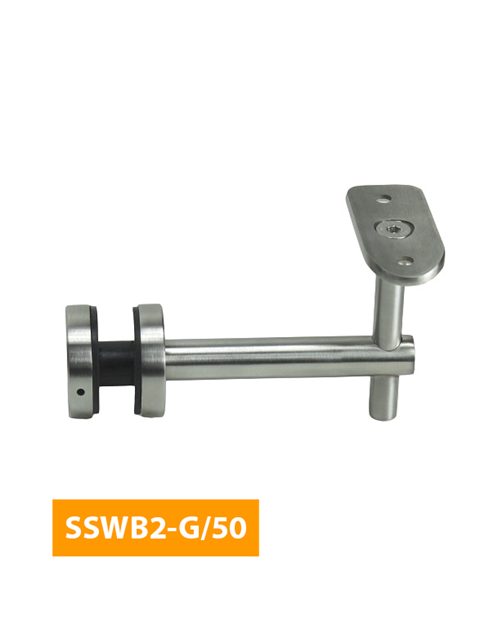where 84mm Handrail Bracket for Glass with Curved 50mm Top - SSWB2-G/50 (Satin Finish)