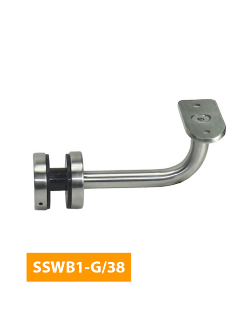 where 84mm Handrail Bracket for Glass with Curved 38mm Top - SSWB1-G/38 (Satin Finish)