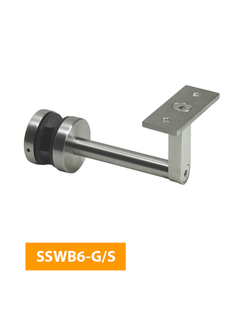 where 84mm Handrail Bracket for Glass with Flat Rectangular Top - SSWB6-G/S (Satin Finish)