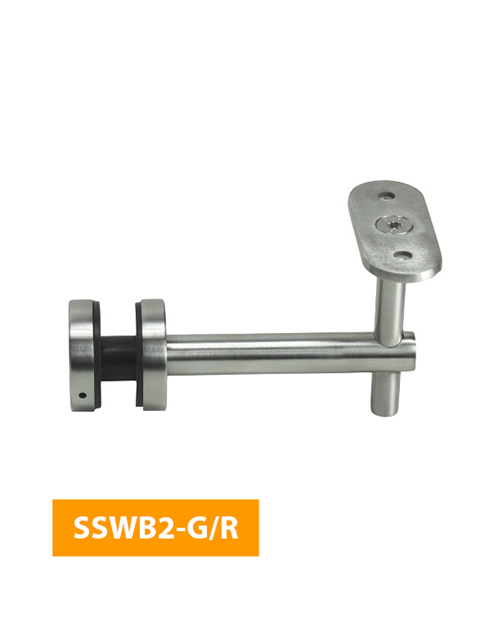 who 84mm Handrail Bracket for Glass with Flat Round Top - SSWB2-G/R (Satin Finish)