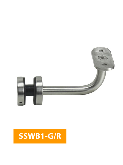 where 84mm Handrail Bracket for Glass with Flat Rounded Top - SSWB1-G/R (Satin Finish)