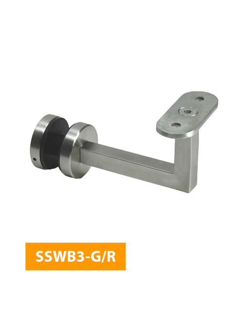 who 84mm Handrail Bracket for Glass with Flat Rounded Top - SSWB3-G/R (Satin Finish)