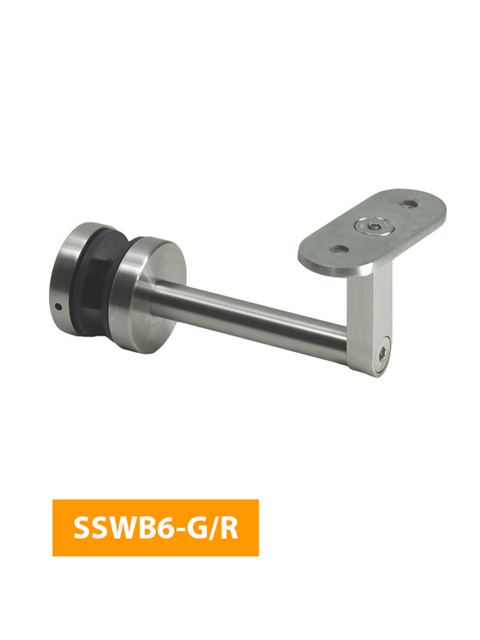 where 84mm Handrail Bracket for Glass with Flat Rounded Top - SSWB6-G/R (Satin Finish)