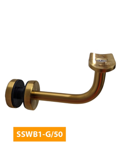 buy 84mm Handrail Bracket for Glass with Curved 50mm Top - SSWB1-G/50 - Brushed Brass