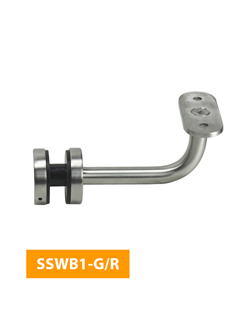 order 84mm Handrail Bracket for Glass with Flat Rounded Top - SSWB1-G/R (Satin Finish)