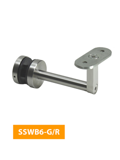 obtain 84mm Handrail Bracket for Glass with Flat Rounded Top - SSWB6-G/R (Satin Finish)