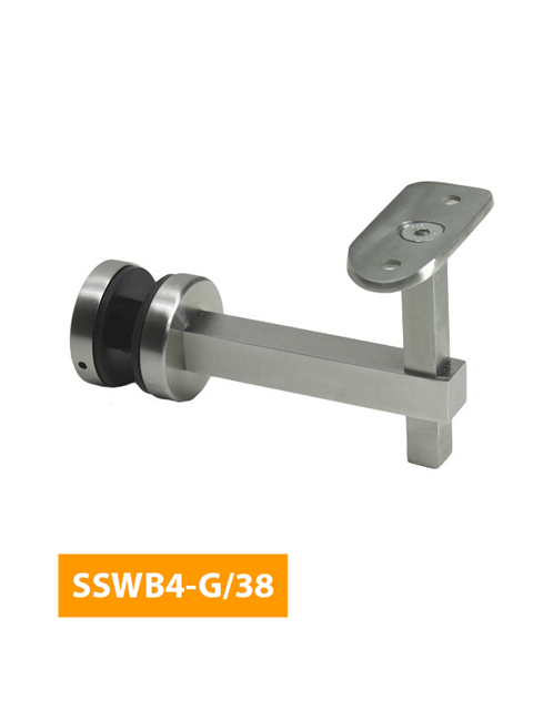 where 84mm Handrail Bracket for Glass with Curved 38mm Top - SSWB4-G/38 (Satin Finish)
