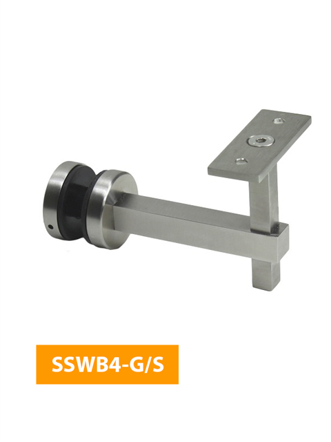 who 84mm Handrail Bracket for Glass with Flat Rectangular Top - SSWB4-G/S (Satin Finish)