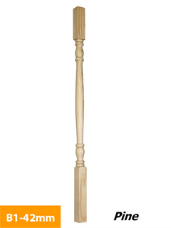 order 42mm Pine Square Turned Timber Baluster B1-42