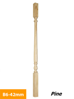 order 42mm Pine Square Turned Timber Baluster B6-42