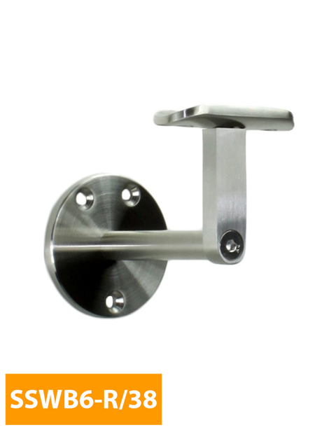 how 80mm Round Handrail Bracket with 38mm Curved Top - SSWB6-R/38 (Satin Finish)