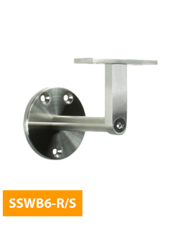 buy Wall-Mounted-80mm-Round-Handrail-Bracket-with-Flat-Rectangular-Top-SSWB6-R-S