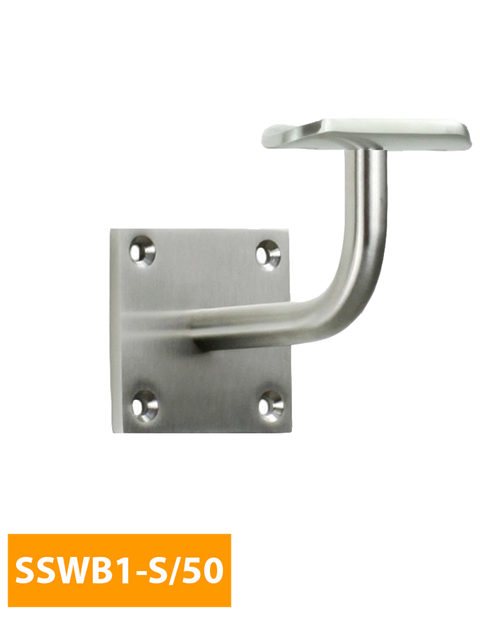 how 80mm Square Handrail Bracket with 50mm Curved Top - SSWB1-S/50 (Satin Finish)
