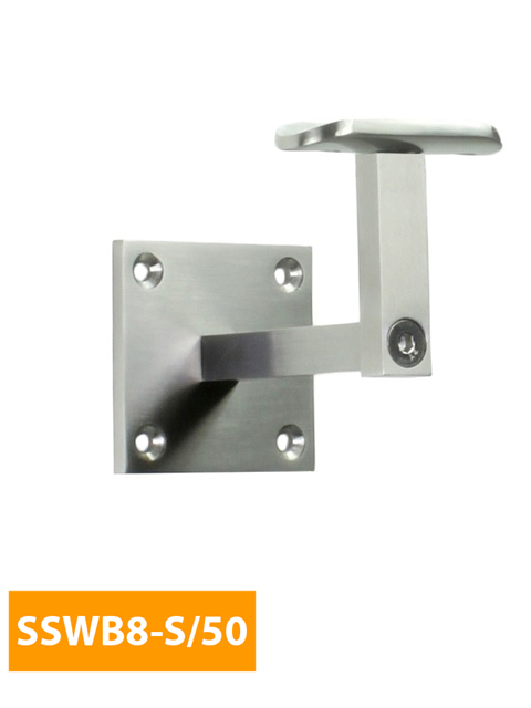 how 80mm Square Handrail Bracket with 50mm Curved Top - SSWB8-S/50 (Satin Finish)