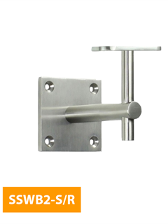 buy Wall-Mounted-80mm-Square-Handrail-Bracket-with-Flat-Round-Top-SSWB2-S-R