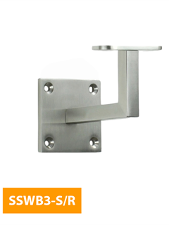 buy Wall-Mounted-80mm-Square-Handrail-Bracket-with-Flat-Round-Top-SSWB3-S-R