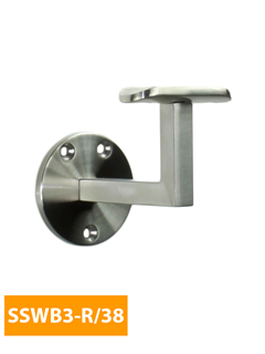order 80mm Round Handrail Bracket with 38mm Curved Top - SSWB3-R/38 (Satin Finish)