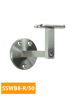 order 80mm Round Handrail Bracket with 50mm Curved Top - SSWB8-R/50 (Satin Finish)