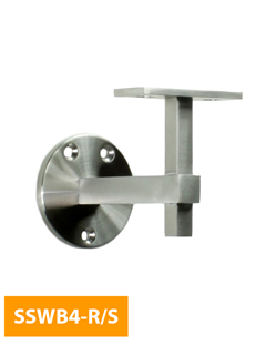 buy 80mm Round Handrail Bracket with Flat Rectangular Top - SSWB4-R/S (Satin Finish)