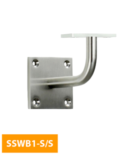 buy 80mm Square Handrail Bracket with Flat Rectangular Top - SSWB1-S/S (Satin Finish)